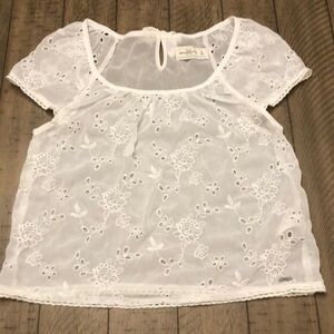 Abercrombie & Fitch white sheer eyelet blouse top Cottagecore coquette M